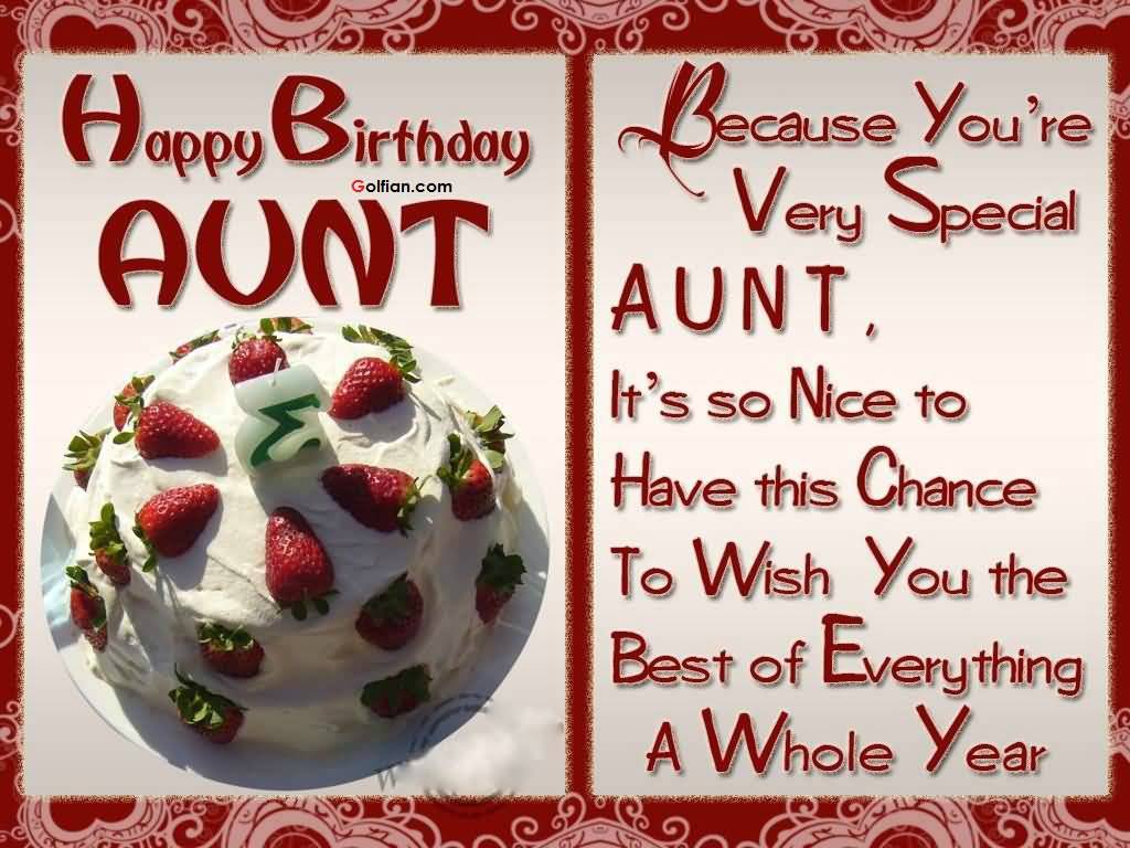 Because Youre Very Special Aunt Aunt Birthday Wishes