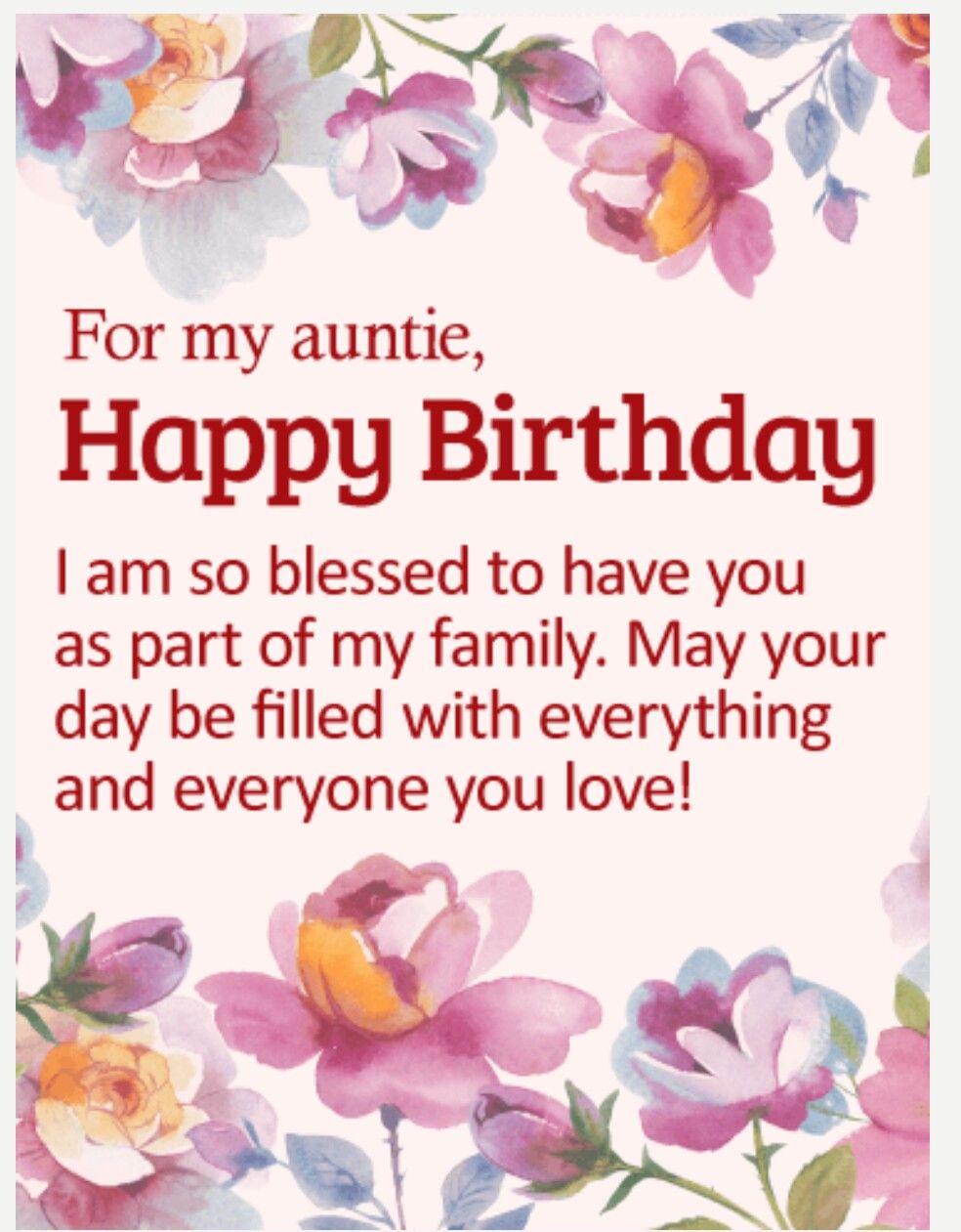 For My Auntie Happy Birthday Aunt Birthday Wishes