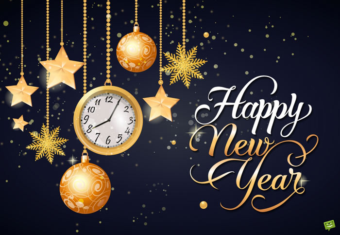 Happy New Year With Clock Happy New Year Greetings