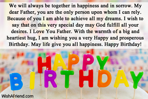 We Will Always be Together In Happiness Father Birthday Wishes